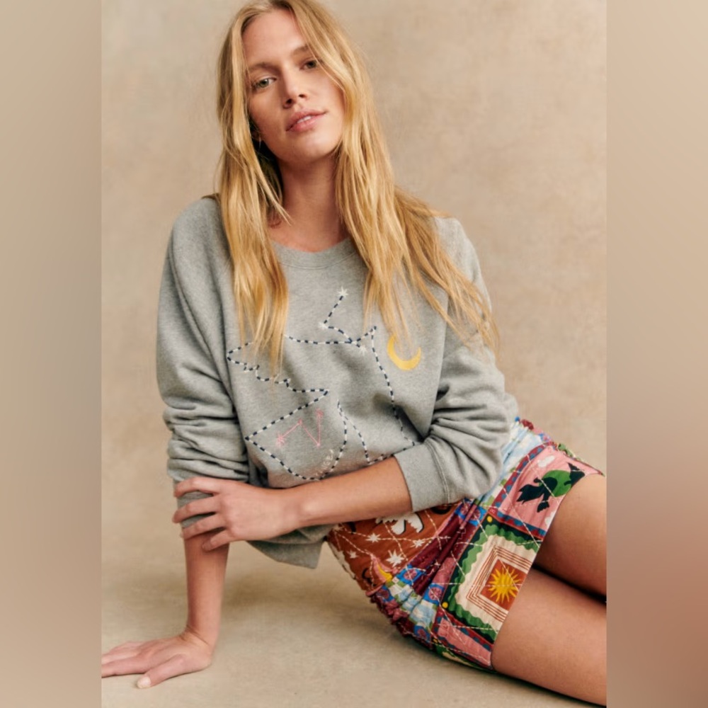 Sezane x Pangea oiseau une etoile grey sweatshirt small S new with tags NWT